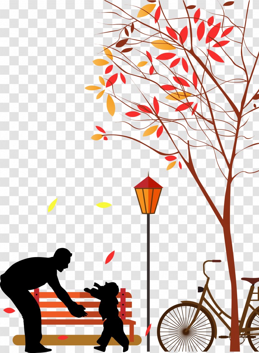 Fathers Day Adobe Illustrator - Area - Autumn Park Play Father And Son Vector Transparent PNG