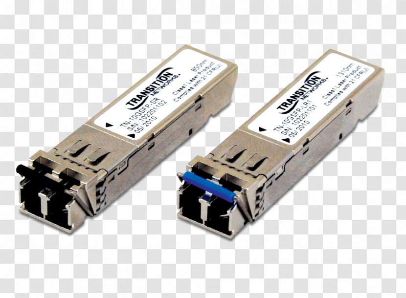 Electrical Connector SFP+ Small Form-factor Pluggable Transceiver Electronics Single-mode Optical Fiber - Electronic Component Transparent PNG