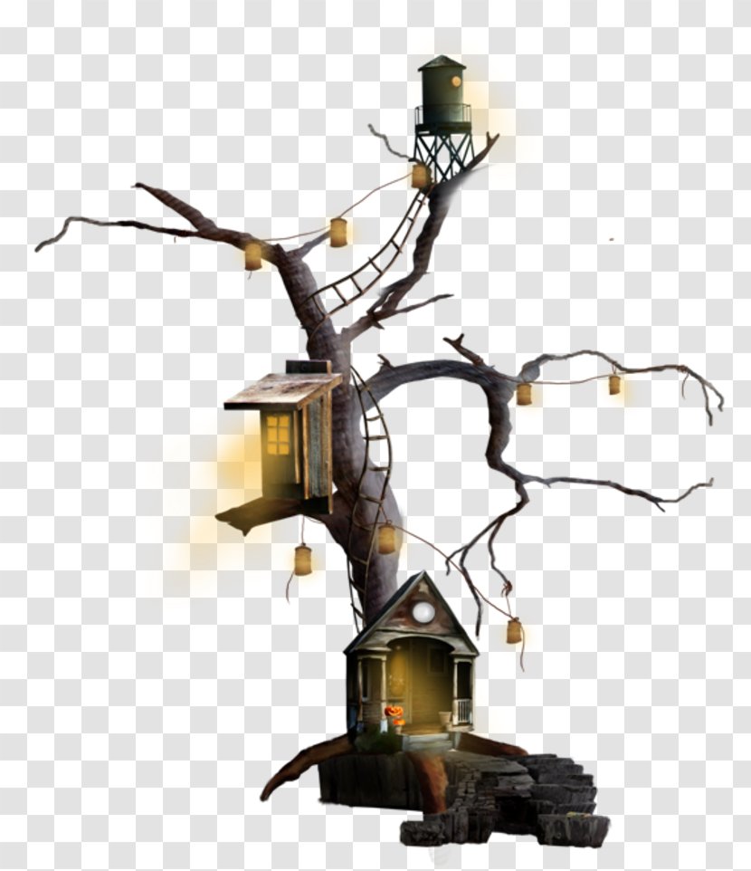 Tree Halloween Clip Art - Haunted House Transparent PNG