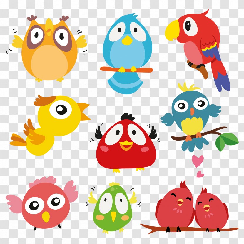 Bird Parrot Vector Graphics Clip Art Illustration - Cartoon Transparent PNG