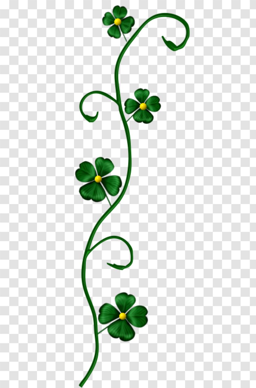 Saint Patrick's Day Four-leaf Clover Petal Clip Art - Plant Stem Transparent PNG