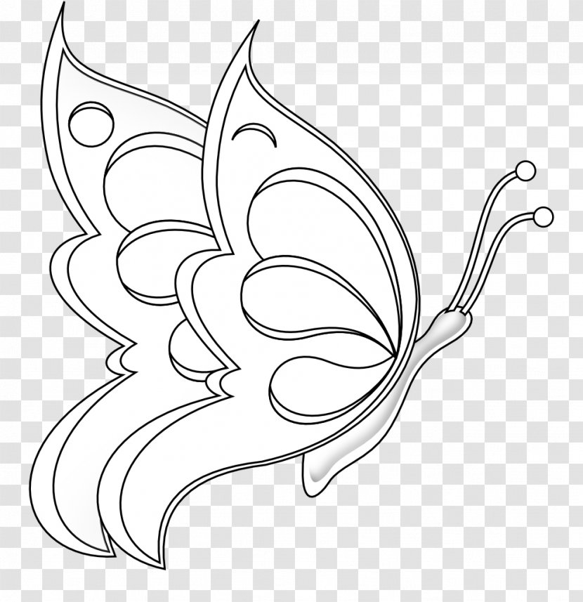 Butterfly Line Art Drawing Black And White - Area Transparent PNG