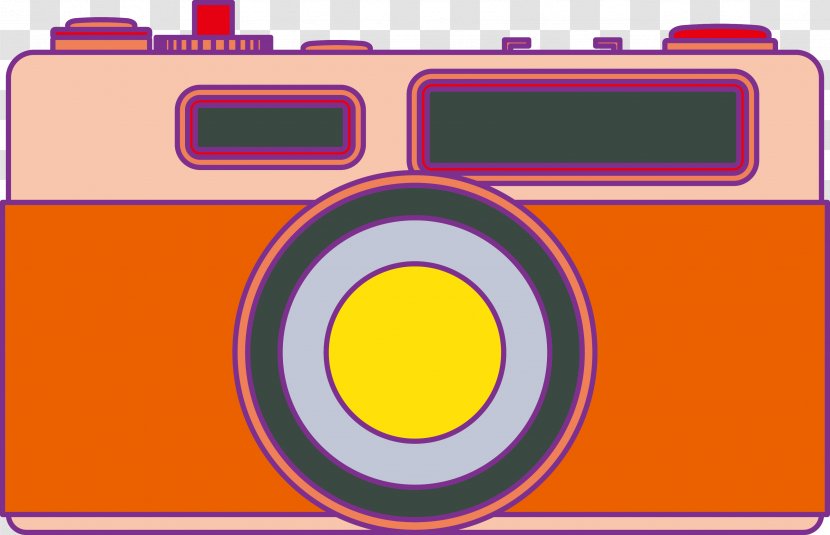 Photographic Film Camera - Purple - Vector Orange Flat Retro Transparent PNG