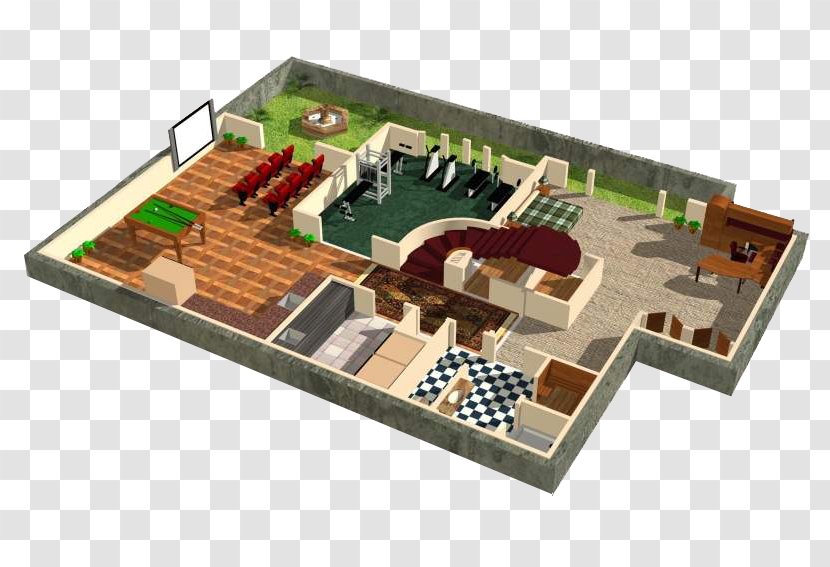 Villa Floor Plan Graphic Design Interior Services - Building - Indoor Three-dimensional Map Transparent PNG