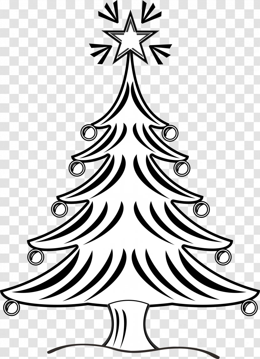 Christmas Tree Drawing Black And White Clip Art - Flora - Line Transparent PNG