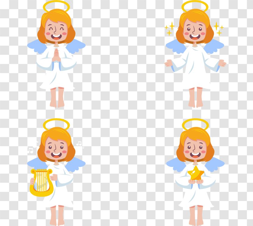 Smiling Angel Cartoon Illustration - Party Hat - 4 Angels Transparent PNG