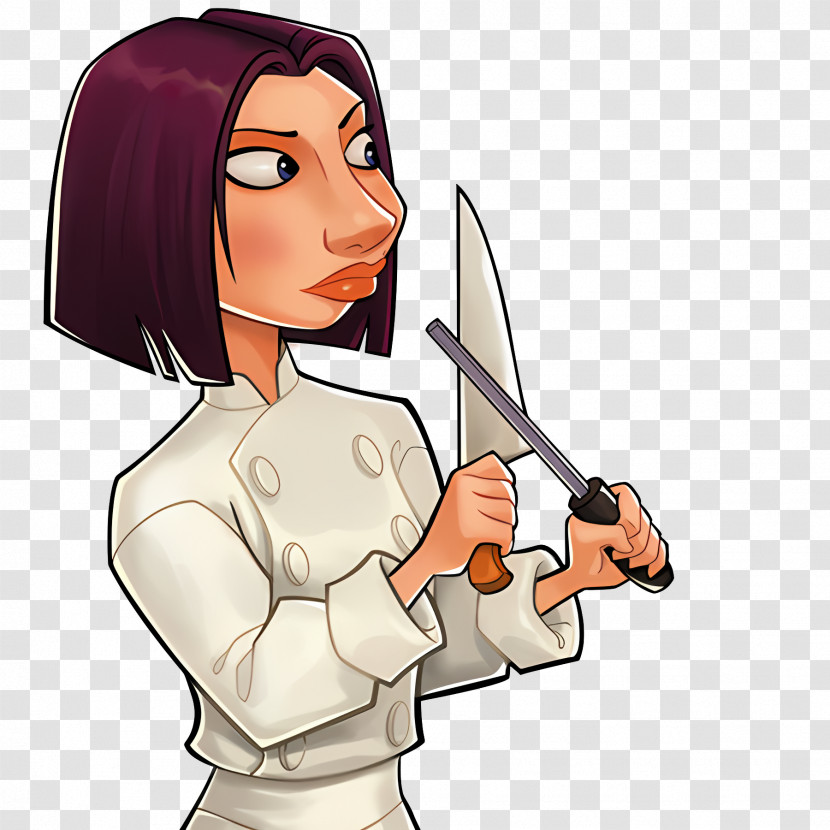 Colette - Chef Character Sharpening Knife Transparent PNG