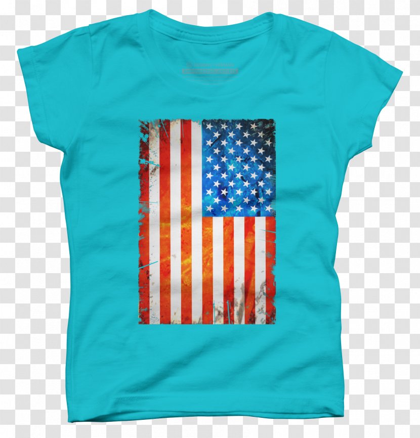 T-shirt Sleeve Turquoise Flag - Usa Grung Transparent PNG