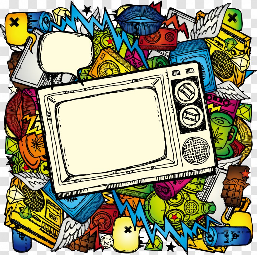 Television Show Drawing Illustration - Hand-painted Color TV Multimedia Elements Transparent PNG