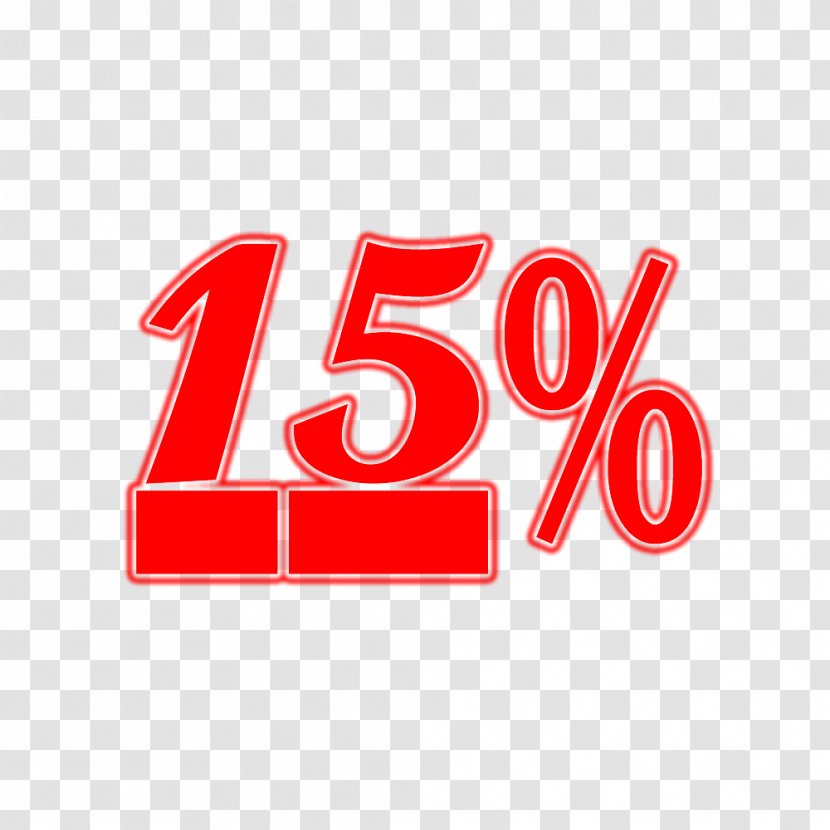 15% Discount Tag. - Red - Signage Transparent PNG
