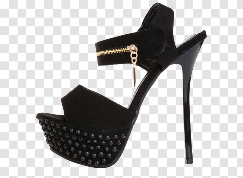 Black High-heeled Footwear Sandal Dress Shoe - Sandals Transparent PNG