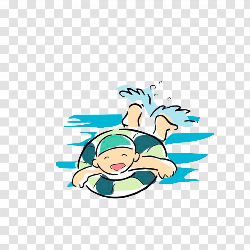 Swimming Cartoon Sport - Blue - Swim With The Ring Transparent PNG