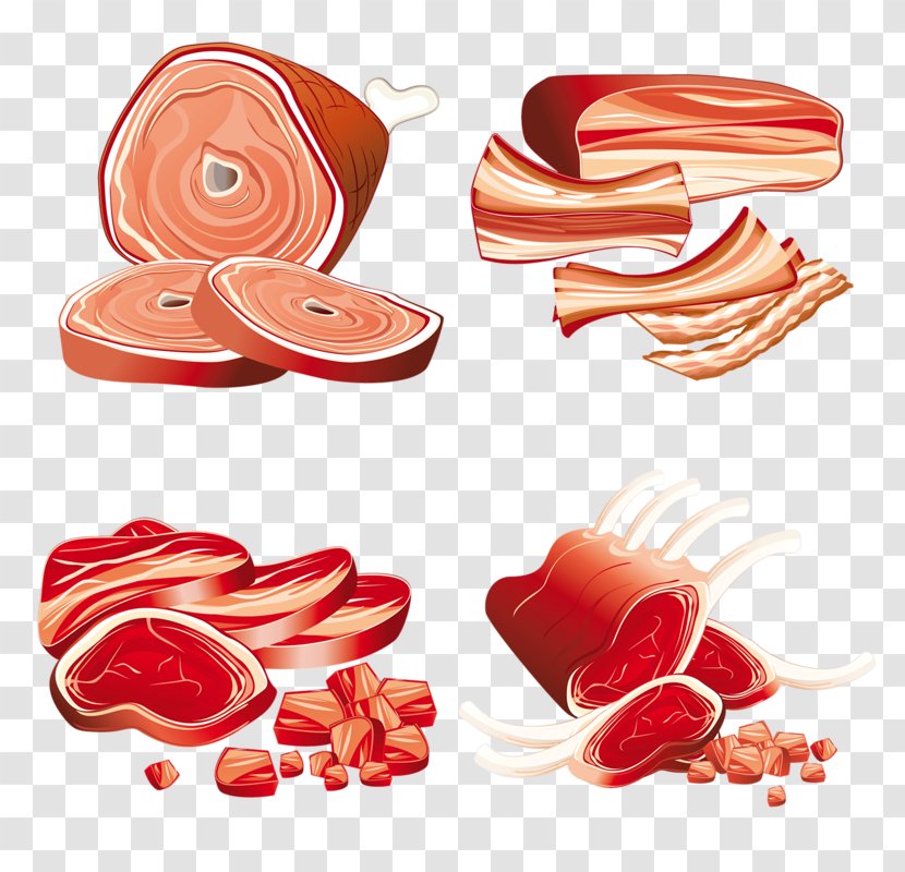 Ham Bacon Barbecue Meat Lamb And Mutton - Watercolor - Sausage Transparent PNG