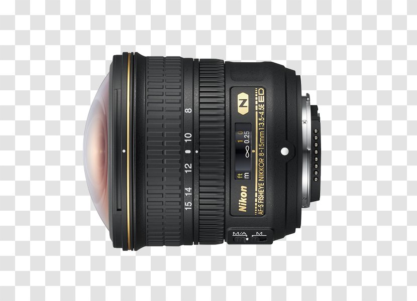 Nikon 8-15mm F/3.5-4.5E ED AF-S Fisheye NIKKOR Lens DX Nikkor 35mm F/1.8G 10.5mm F/2.8 AF Fisheye-Nikkor 16mm F/2.8D - Camera Transparent PNG