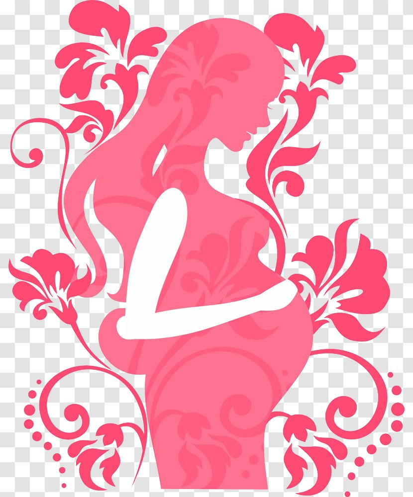 Download Clip Art - Silhouette - Pregnant Women In Red Silhouettes Transparent PNG