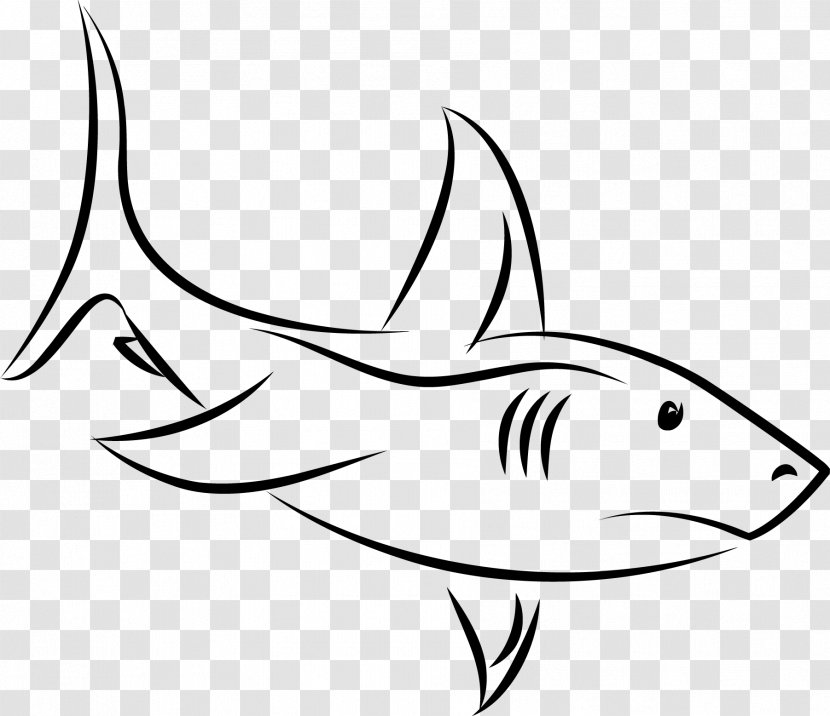 Shark Black And White Drawing Clip Art - Monochrome Photography - Line Transparent PNG