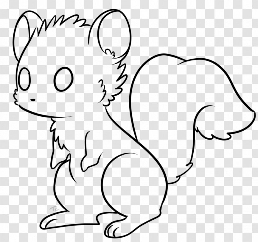 Squirrel Line Art Drawing Black And White Clip - Heart Transparent PNG