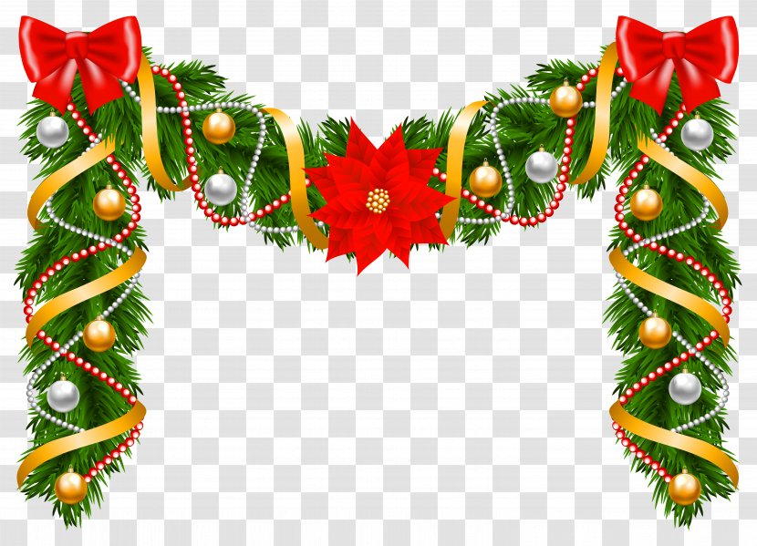 Christmas Garland Wreath Poinsettia Clip Art - Cliparts Transparent PNG