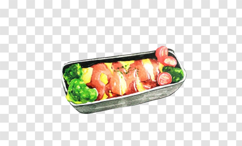 Bento Tomato Juice Hot Dog Take-out - Asian Food - Cauliflower Hand Painting Transparent PNG
