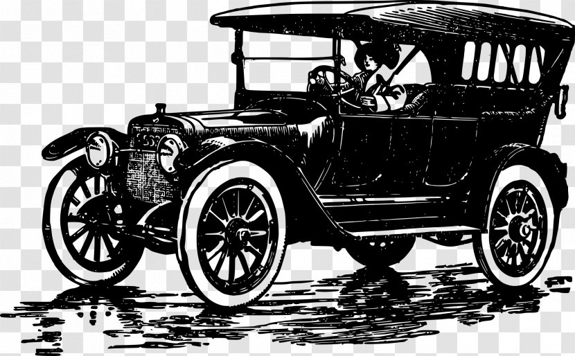 Classic Car Ford Model T Clip Art - Black And White - Old Transparent PNG
