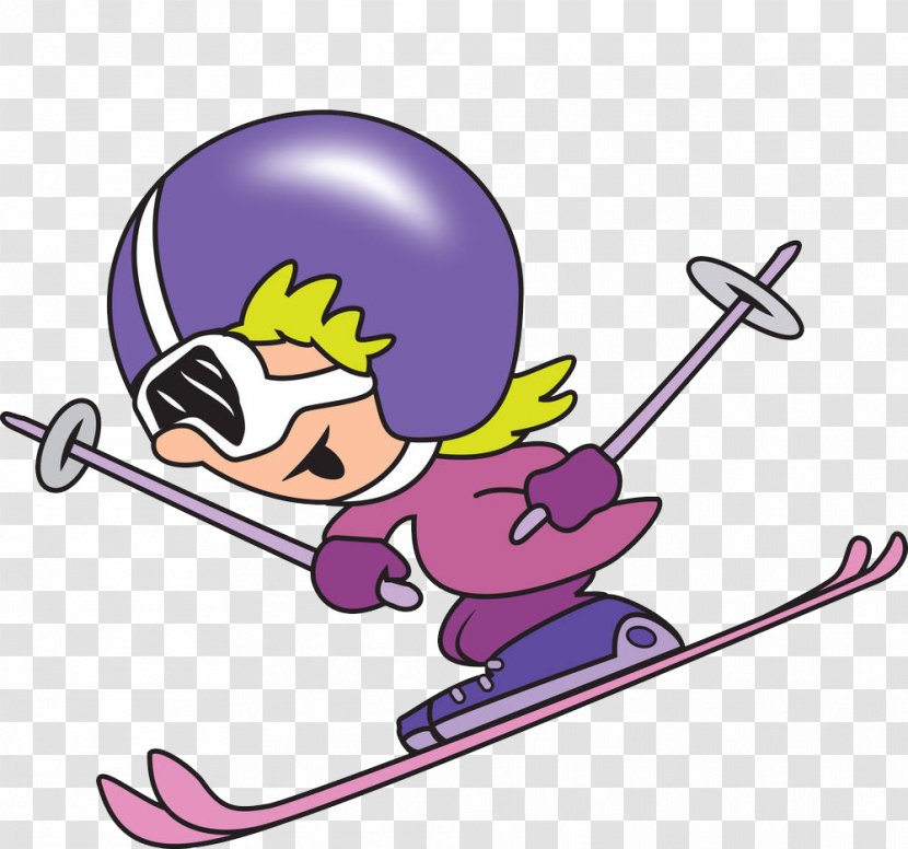Alpine Skiing Cartoon Clip Art - Royaltyfree - A Skier In Safety Helmet Transparent PNG