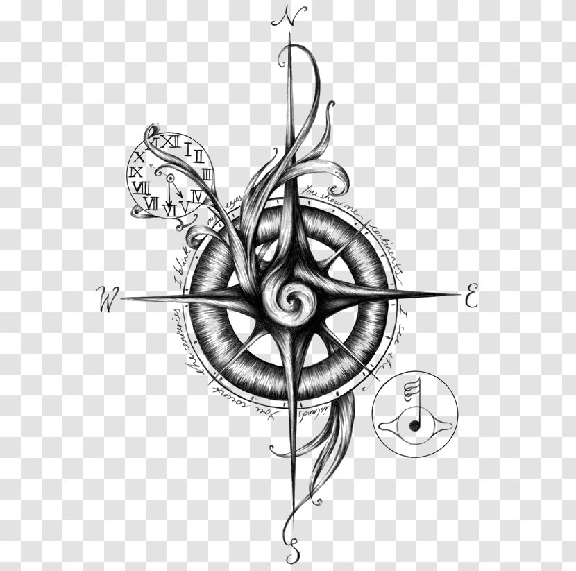 Sailor Tattoos Compass Nautical Star Flash - Tree - Retro Transparent PNG