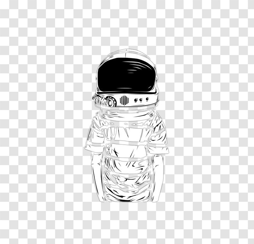 Glass Bottle Black And White Pattern - Astronaut Transparent PNG