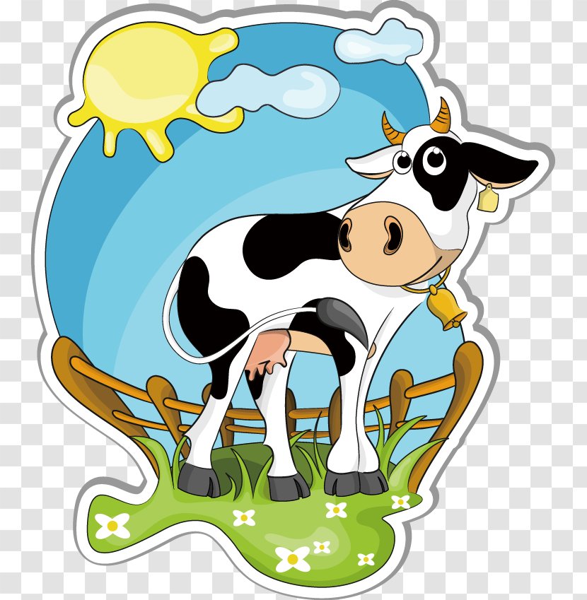 Holstein Friesian Cattle Dairy Farming Clip Art - Dog Like Mammal - Creative Cow Cartoon Transparent PNG