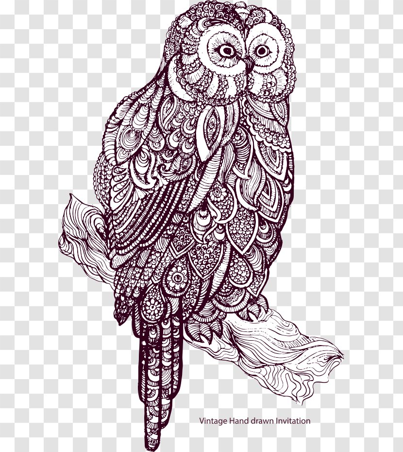 Owl Drawing Royalty-free Illustration - Cartoon - Vector Retro Transparent PNG