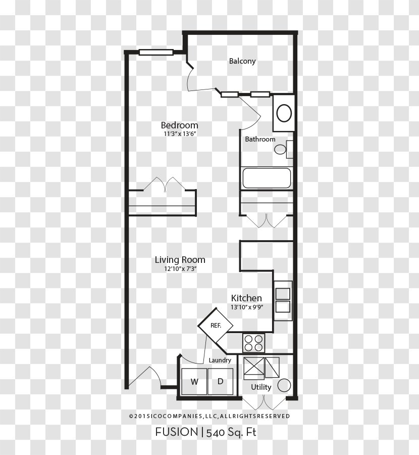 Square Foot House Plan Floor - Drawing - Door Transparent PNG