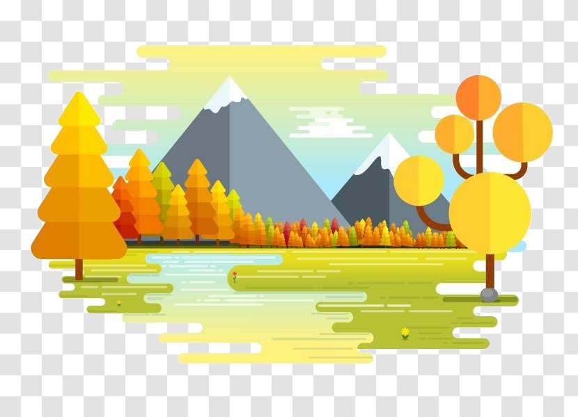 Landscape Flat Design Illustration - Autumn Transparent PNG