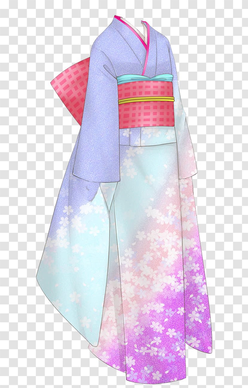 Kimono Clothing Dress Drawing Yukata - Watercolor - Japanese Purple Transparent PNG