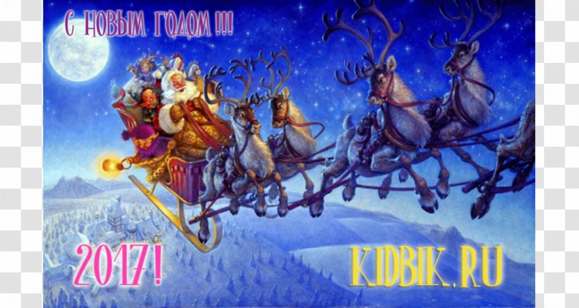 Santa Claus's Reindeer Christmas Sled - Claus Transparent PNG