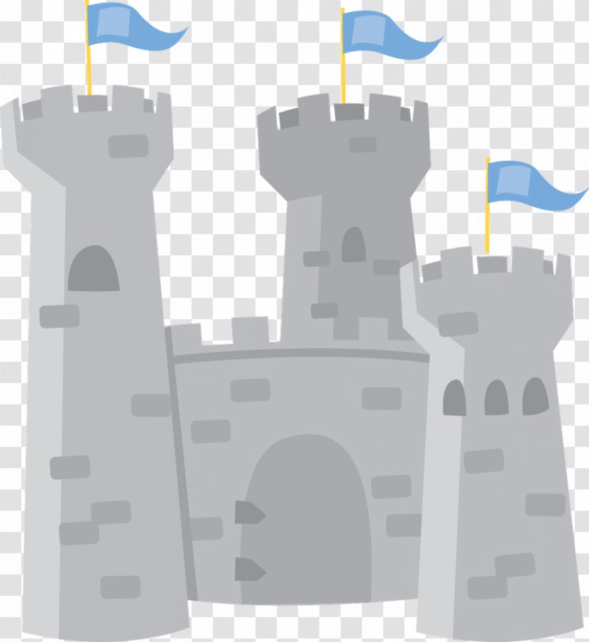 King Arthur Princess Clip Art - Cartoon Gray Castle With Blue Banner Transparent PNG