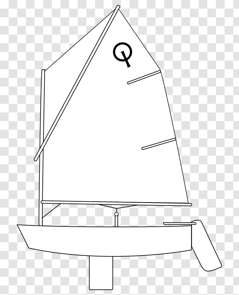 Optimist Sailboat Dinghy Sailing - Drawing Transparent PNG