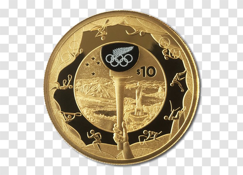 Coin Gold Rio De Janeiro New Zealand 2016 Summer Olympics - Obverse And Reverse Transparent PNG