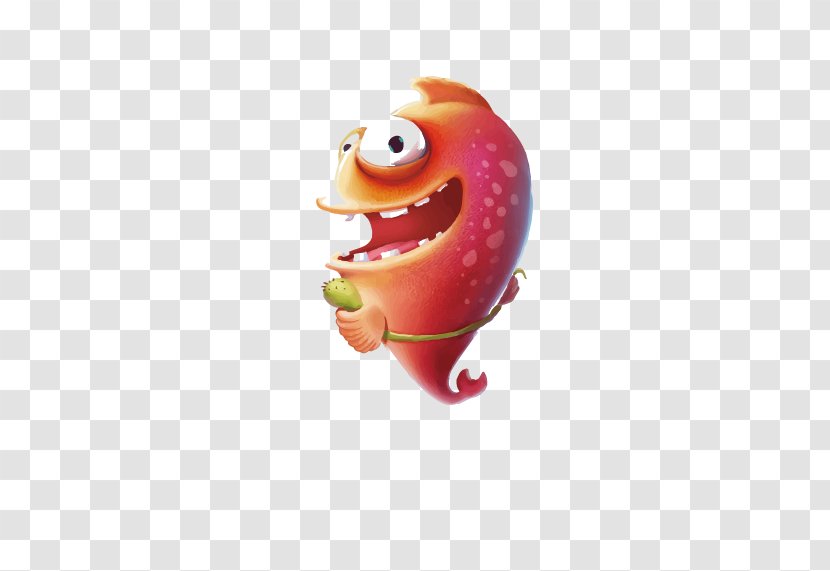 Exaggerated Red Cartoon Fish - Drawing - Food Transparent PNG