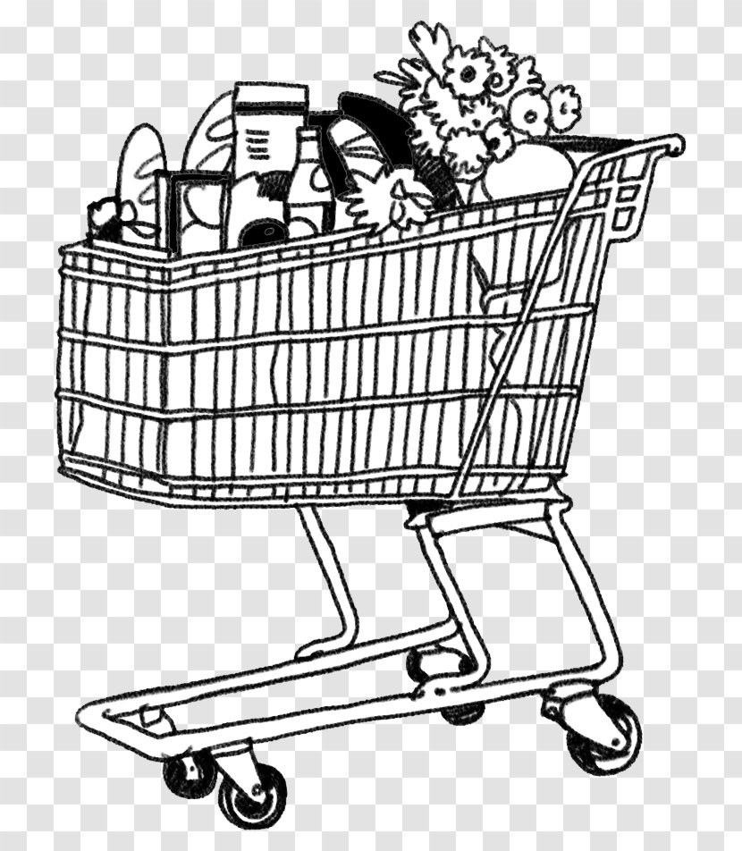 Shopping Cart Toddler Drawing - Line Art Transparent PNG