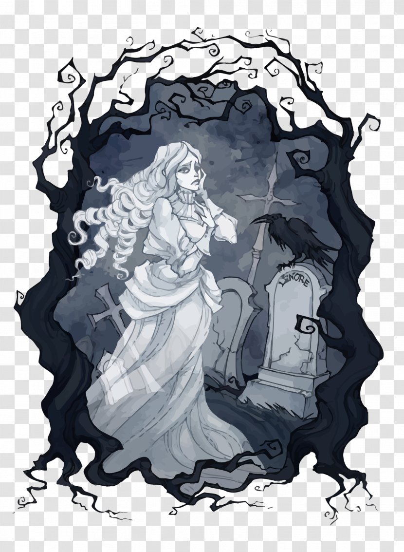 Lenore : Noogies The Raven Morella Illustration - Poetry - Vector Ghost Of Cemetery Transparent PNG