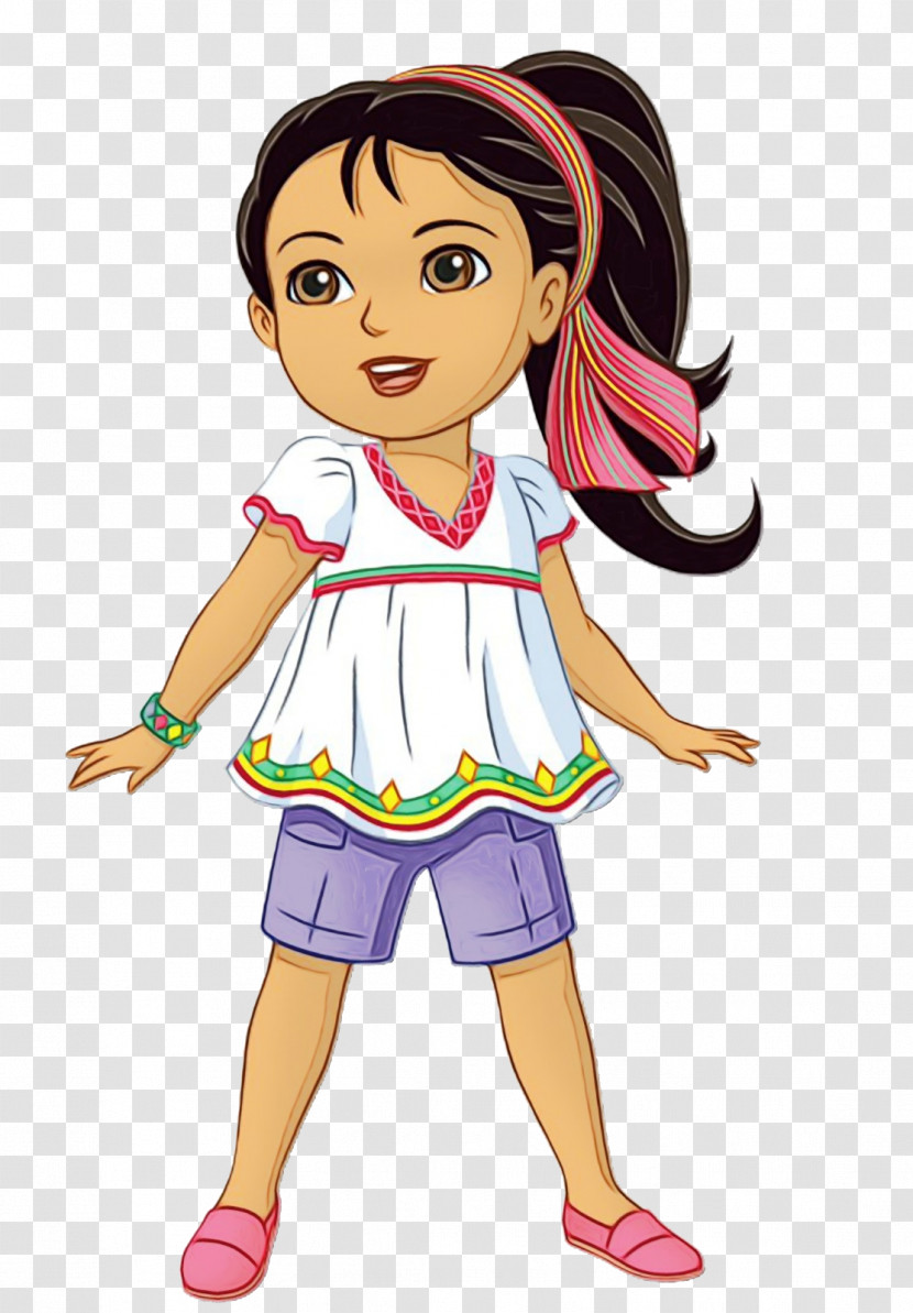 Cartoon Child Brown Hair Style Gesture Transparent PNG