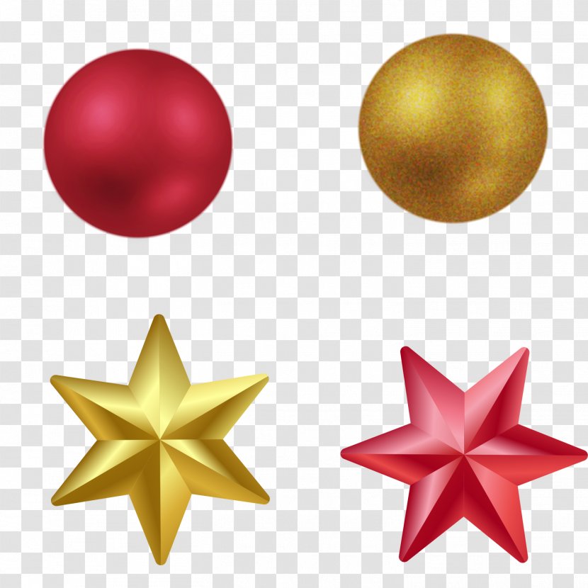 Christmas Hexagram Symbol - Ornament - Golden Red Stars And Lob Transparent PNG