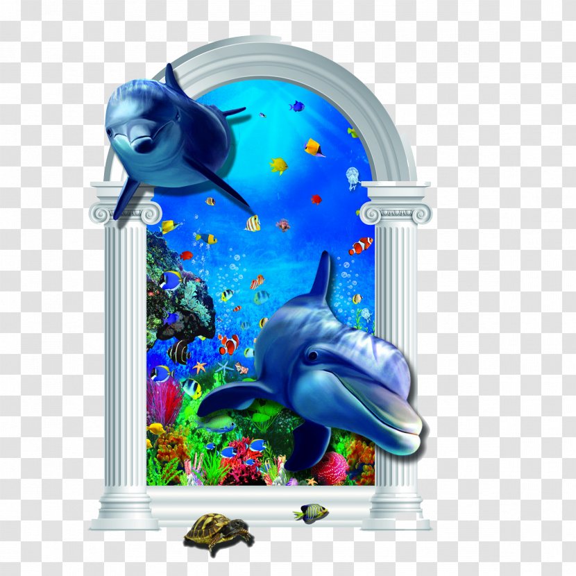 Striped Dolphin Common - Blue - 3D Backdrop Transparent PNG