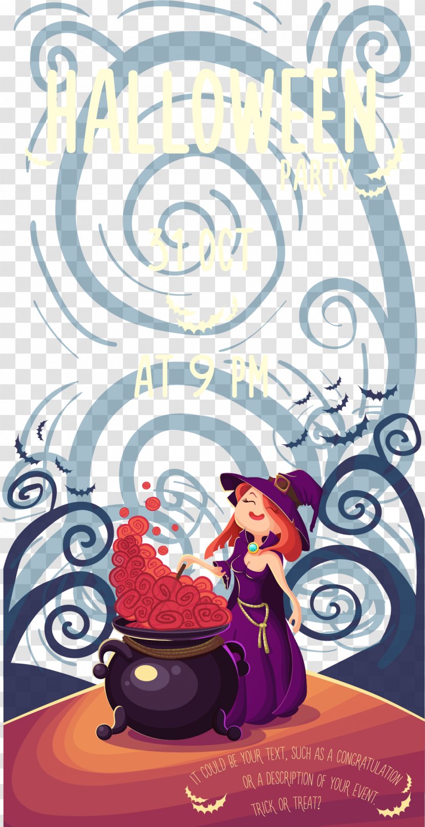 Poster Cartoon Illustration - Halloween - Witch Vector Transparent PNG