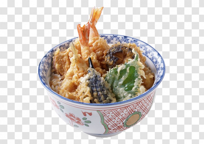 Tempura Katsudon Japanese Cuisine Chinese Fast Food - Fried - A Bowl Of Fish And Rice Transparent PNG