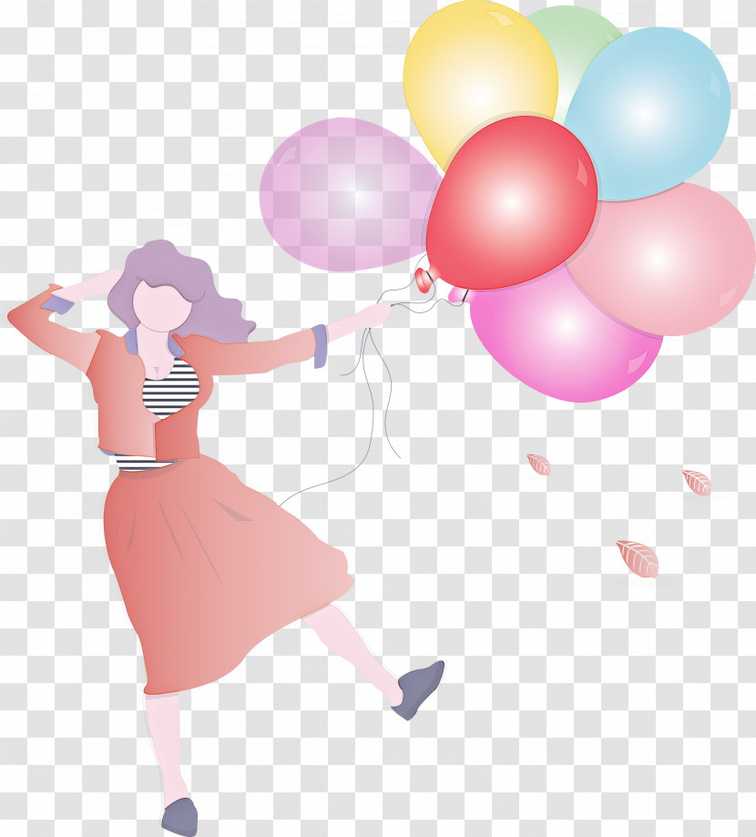 Girl Balloon Party Transparent PNG