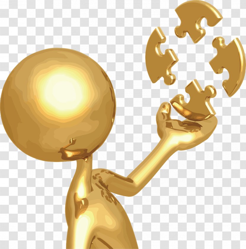 Gold Royalty-free Stock Photography Clip Art - Little Man Holding Puzzle Transparent PNG