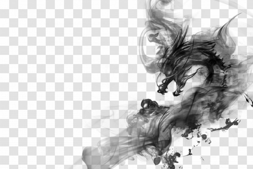 Ink Dragon Computer File - Cartoon - Dragon,Smoke Transparent PNG