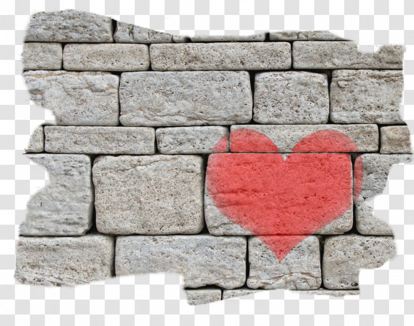 Love Background Heart - Red - Cement Brickwork Transparent PNG
