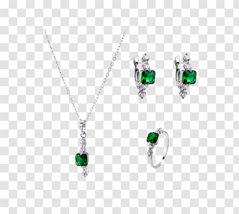 Emerald Earring Necklace Jewellery - Gemstone Transparent PNG