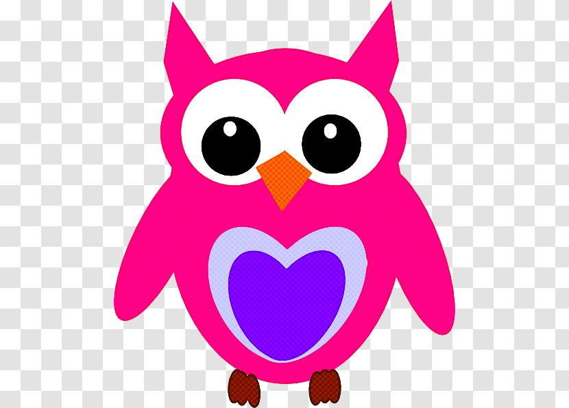 Owl Pink Purple Cartoon Violet - Bird Of Prey - Lilac Transparent PNG